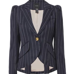 Smythe poof sleeve navy pinstripe blazer size 10
